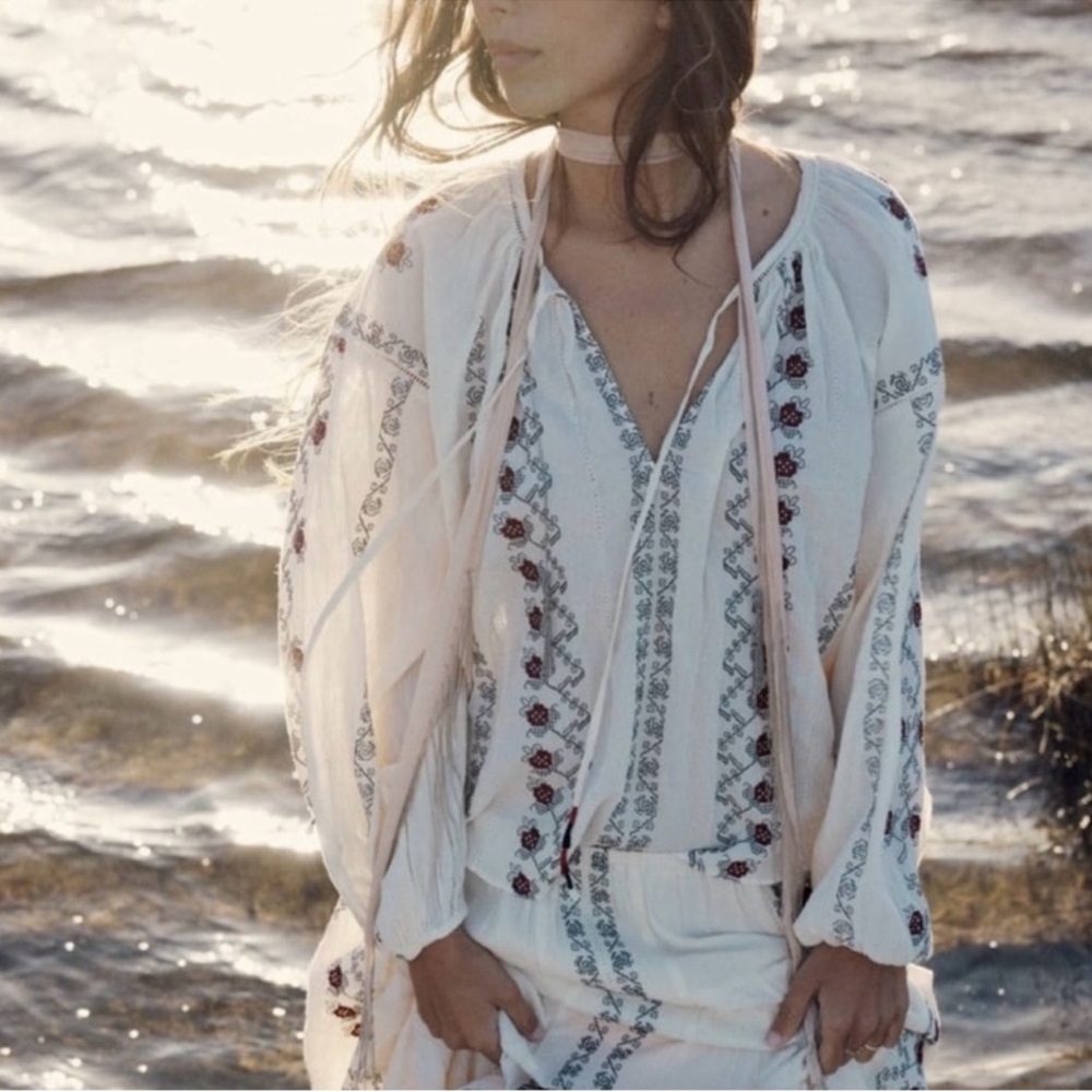 Zara 2pc Co Ord Set Bohemian Embroidered Top & Skirt Size Small NWT - Picture 3 of 7